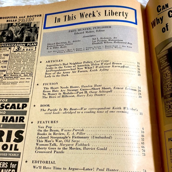 LIBERTY MAGAZINE March 1944 VINTAGE WORLD WAR 2 Advertisements photos GUC - Picture 5 of 13